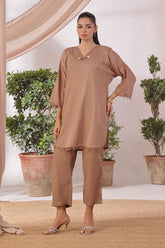Ochre Clothing Cotton Jacquard Women's 2 Pc Suit