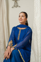 Chiffon Hand Adda Work 3 Pc Suit