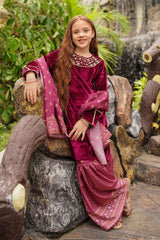 Ochre Clothing Velvet Hand Adda Work 3 Pc Suit Collection'2025-OVF-39