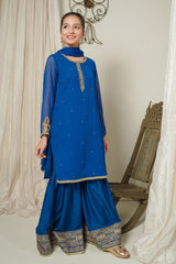 Chiffon Hand Adda Work 3 Pc Suit