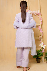 Ochre Clothing Sequence Embroidered Net 3 Pc Suit