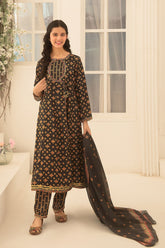 Ochre Clothing Herringbone Digital Printed 3 Pc Suit-COR-124