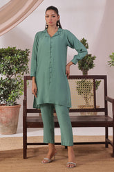 Ochre Clothing Slub Cotton Women's 2 Pc Suit