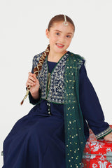 Ochre Clothing Kids Winter-Raw Silk Embroidered 3 Pc Suit-MHD-16