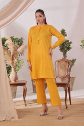 Ochre Clothing Women's Casual -Chambray Cotton 2 Pc Suit-SOLS-15