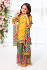 Ochre Clothing Kids Toddlers Festive-Herringbone Digital Printed 3 Pc Suit-INDP-48