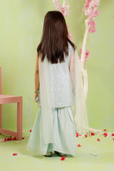 Ochre Clothing Sequence Embroidered Net 3 Pc Suit