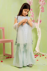 Ochre Clothing Sequence Embroidered Net 3 Pc Suit