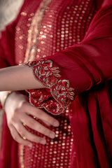 Chiffon Embroidered 3 Pc Suit - Wear Ochre