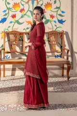 Chiffon Embroidered 3 Pc Suit - Wear Ochre