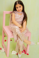 Ochre Clothing Sequence Embroidered Net 3 Pc Suit