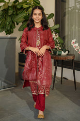 Ochre Clothing Zari Jacquard Hand Adda Work 3 Pc Suit Collection'2025-SHD-12