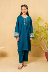 Ochre Clothing Girls Co-ords Cotton Embroidered 2 Pc Suit