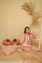 Swiss Lawn Digital Printed 3 Pc Suit - Wear Ochre