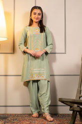 Ochre Clothing Cotton Embroidered 2 Pc Suit