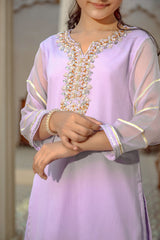 Chiffon Hand Adda Work 3 Pc Suit - Wear Ochre