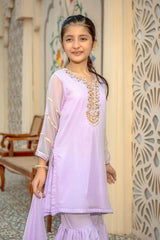 Chiffon Hand Adda Work 3 Pc Suit - Wear Ochre