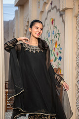 Chiffon Hand Adda Work 3 Pc Suit - Wear Ochre