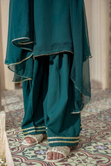 Chiffon Hand Adda Work 3 Pc Suit - Wear Ochre