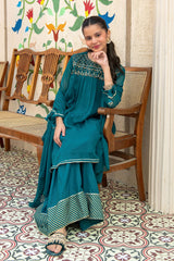 Chiffon Hand Adda Work 3 Pc Suit - Wear Ochre