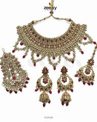 Rich Bold Hand Sculpt Bridal Set Red - Zeesy Jewellery