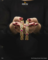 Rich Heritage Zirconia Stream Bangles - Pink - Zeesy Jewellery