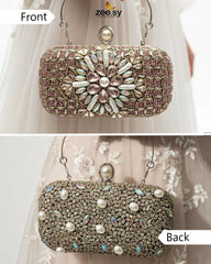 Rose Petal Crystal Clutch Bag - Zeesy Jewellery
