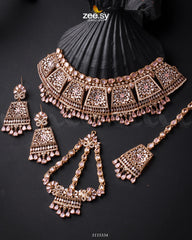 Royal Bridal Set Golden Mint Pink - Zeesy Jewellery