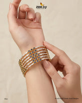 Zeesy-Royal Motif Ornate Jewel Bangles - Blue