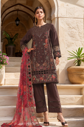 Sada Bahar Stitched 3 Piece Luxury Emb Spring Vol-07 Suit-LEL6-MK-51-Mehndi