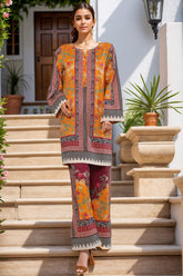 Sada Bahar Stitched Co-Ords Digital Printed Cotton Suit-PS-284-Orange