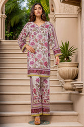 Sada Bahar Stitched Co-Ords Digital Printed Cotton Suit-PS-282-White