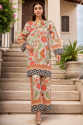 Sada Bahar Stitched Co-Ords Digital Printed Cotton Suit-PS-281-Orange