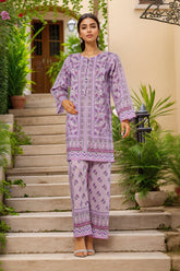 Sada Bahar Stitched Co-Ords Digital Printed Cotton Suit-PS-285-Purple