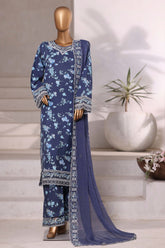 Sada Bahar Stitched 3 Piece Luxury Viscose Winter Suit-VCK-315-Navy Blue