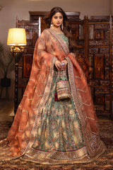 Sajal By Serene Unstitched 3 Piece Bridal Suit-SB-26 Raqs