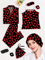 Studio By Arj Eshaal Omani Celestial Comfort – Elegant Silk 7-Piece Pajama Collection Silky Finish Night Dress For Women and Girls 7 Piece Night Wear Women's Pajama Sets