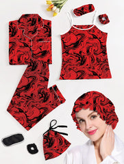 Studio By Arj Eshaal Omani Opulent Dreams – Silky Pajama Set for Women Silky Finish Night Dress For Women and Girls 7 Piece Night Wear Women's Pajama Sets