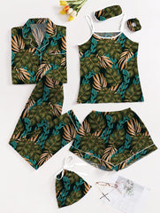 Studio By Arj Eshaal Omani Tranquil Dreams – Deluxe 7-Piece Silky Nightwear Silky Finish Night Dress For Women and Girls 7 Piece Night Wear Women's Pajama Sets