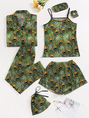 Studio By Arj Eshaal Omani Radiant Bliss – Silky Nightwear 7-Piece Collection Silky Finish Night Dress For Women and Girls 7 Piece Night Wear Women's Pajama Sets