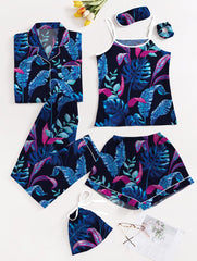 Studio By Arj Eshaal Omani Velvet Bliss – Ultimate 7-Piece Silk Pajama Set Silky Finish Night Dress For Women and Girls 7 Piece Night Wear Women's Pajama Sets