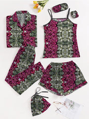 Studio By Arj Eshaal Omani Heavenly Whisper – Deluxe 7-Piece Nightwear Set Silky Finish Night Dress For Women and Girls 7 Piece Night Wear Women's Pajama Sets