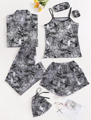 Studio By Arj Eshaal Omani Elegant Rest – Luxurious 7-Piece Silk Pajama Set Silky Finish Night Dress For Women and Girls 7 Piece Night Wear Women's Pajama Sets