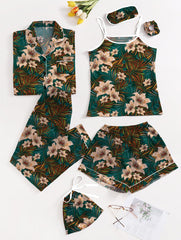 Studio By Arj Eshaal Omani Dreamy Serenity – Luxurious Silk Pajama Set Silky Finish Night Dress For Women and Girls 7 Piece Night Wear Women's Pajama Sets