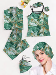 Studio By Arj Eshaal Omani Pure Bliss Night Dress – Silky Finish Pajama Set Collection Silky Finish Night Dress For Women and Girls 7 Piece Night Wear Women's Pajama Sets