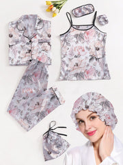 Studio By Arj Eshaal Omani Velvet Serenity – 7-Piece Silky Pajama Set Silky Finish Night Dress For Women and Girls 7 Piece Night Wear Women's Pajama Sets