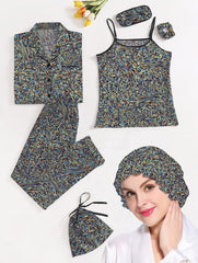 Studio By Arj Eshaal Omani Luxe Slumber – Elegant Silk 7-Piece Nightwear Set Silky Finish Night Dress For Women and Girls 7 Piece Night Wear Women's Pajama Sets