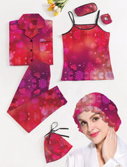 Studio By Arj Eshaal Omani Velvet Dreams – Ultimate Comfort Night Dress 7-Piece Set Silky Finish Night Dress For Women and Girls 7 Piece Night Wear Women's Pajama Sets