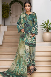 Sada Bahar Stitched 3 Piece Printed Shimmered Cambric Suit-SC-301-GREEN