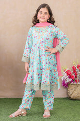 Shanzey Stitched 3 Piece Emb Kalidaar Frocks With Chiffon Dupatta Suit-SHK-6205